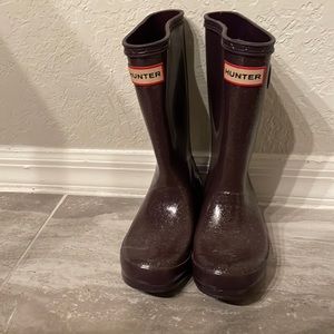 HUNTER BOOTS — kids purple glitter size 12
